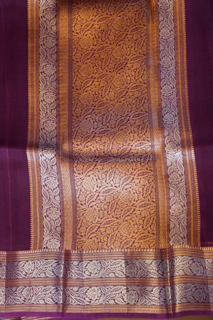 Pure Banarasi Organza(Kora) Silk Handloom Saree with Gold & Silver Zari Buttas – Burgundy | Silk Mark Certified
