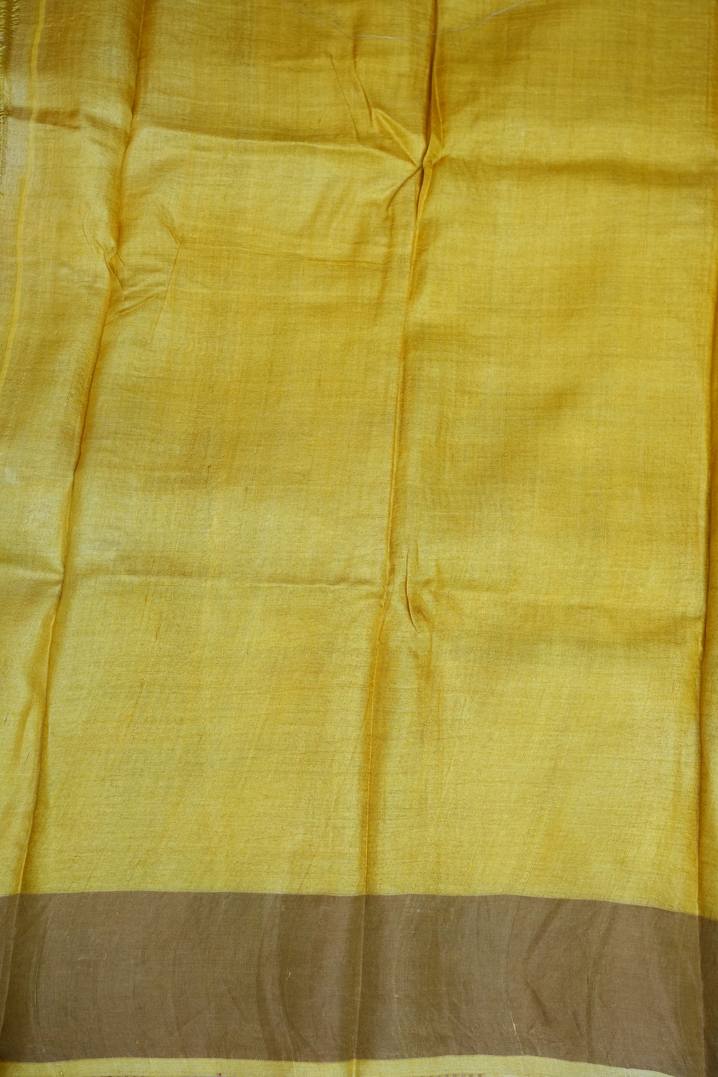 Silk Mark Certified Pure Tussar Silk Saree – Indigo Stripes with Mustard Yellow Pallu