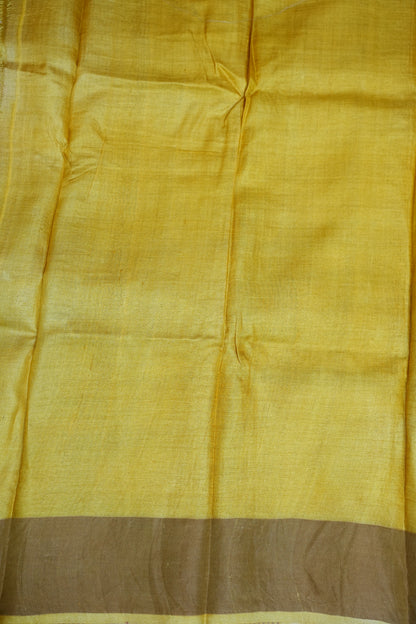Silk Mark Certified Pure Tussar Silk Saree – Indigo Stripes with Mustard Yellow Pallu