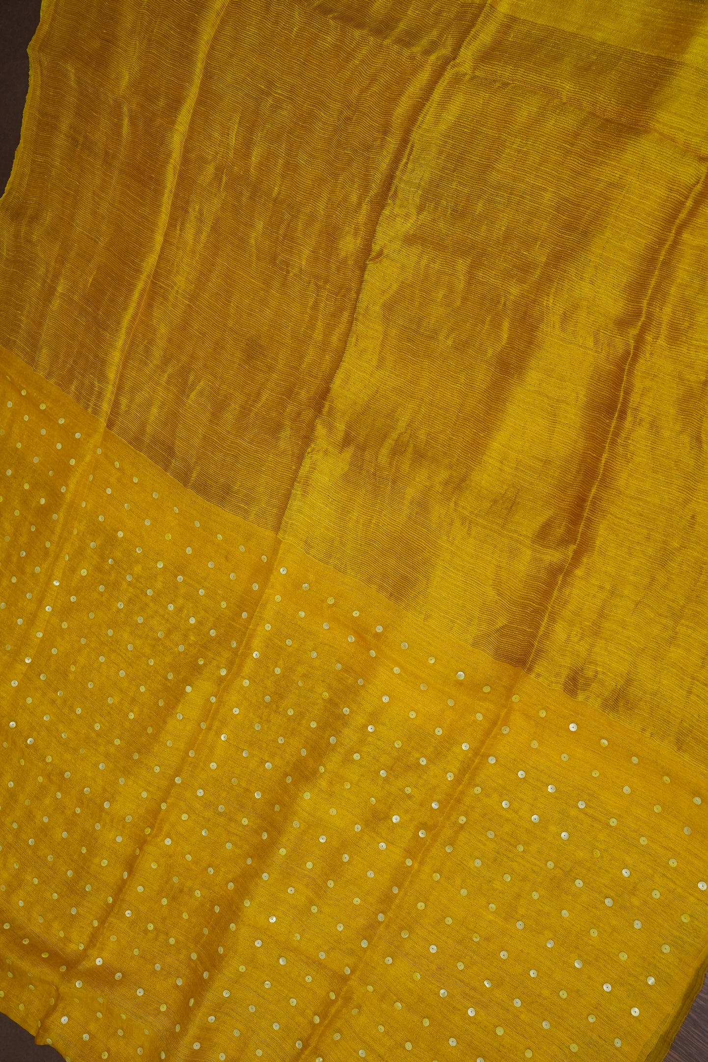 Yellow Pure Muslin by Matka Resham Pure Silk Saree | Silk Mark Certified