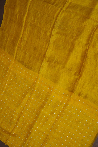 Yellow Pure Muslin by Matka Resham Pure Silk Saree | Silk Mark Certified