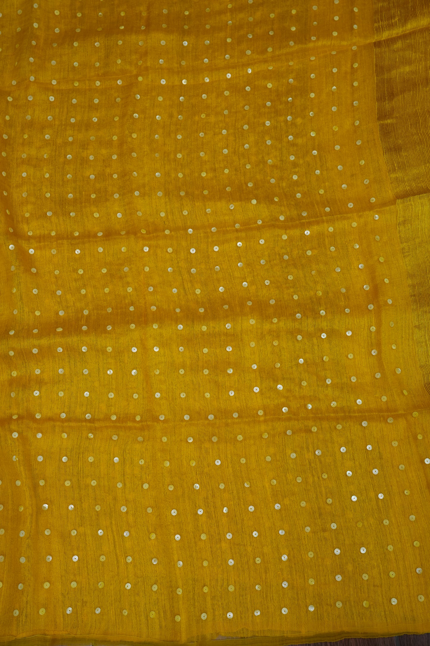 Yellow Pure Muslin by Matka Resham Pure Silk Saree | Silk Mark Certified