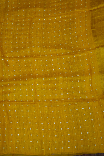 Yellow Pure Muslin by Matka Resham Pure Silk Saree | Silk Mark Certified