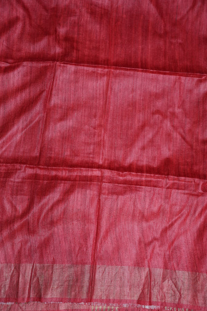 Silk Mark Certified Pure Tussar Silk Saree – Midnight Blue with Paisley Floral Motifs and Ruby Red Pallu