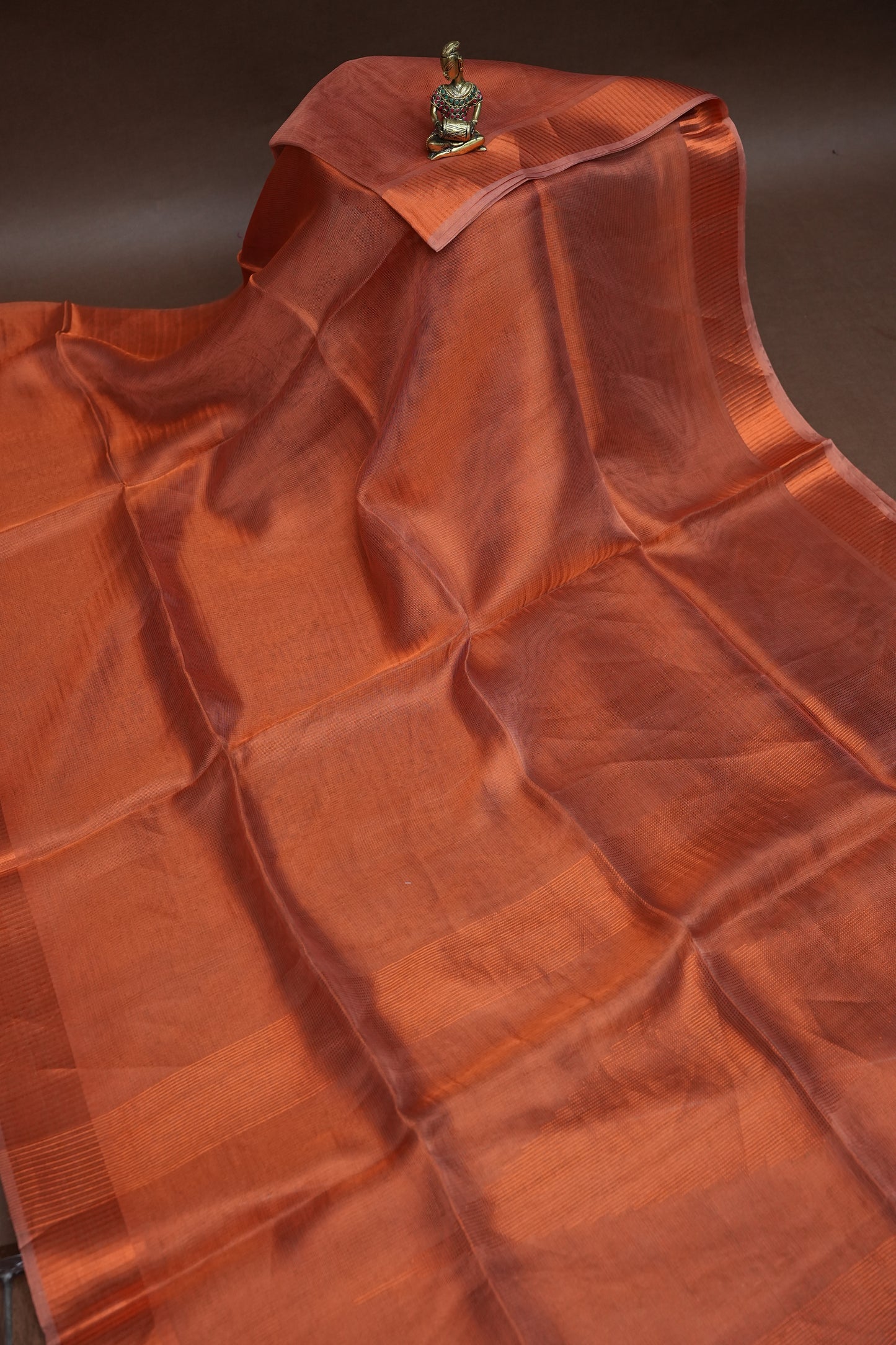 Premium Tissue Silk Saree – Copper Rust Elegance