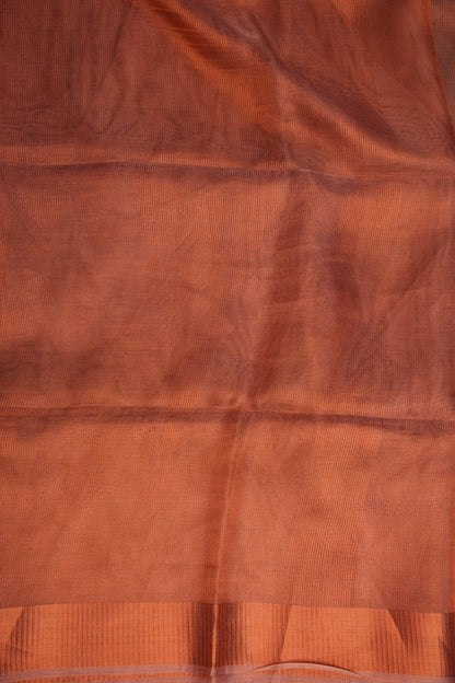 Premium Tissue Silk Saree – Copper Rust Elegance
