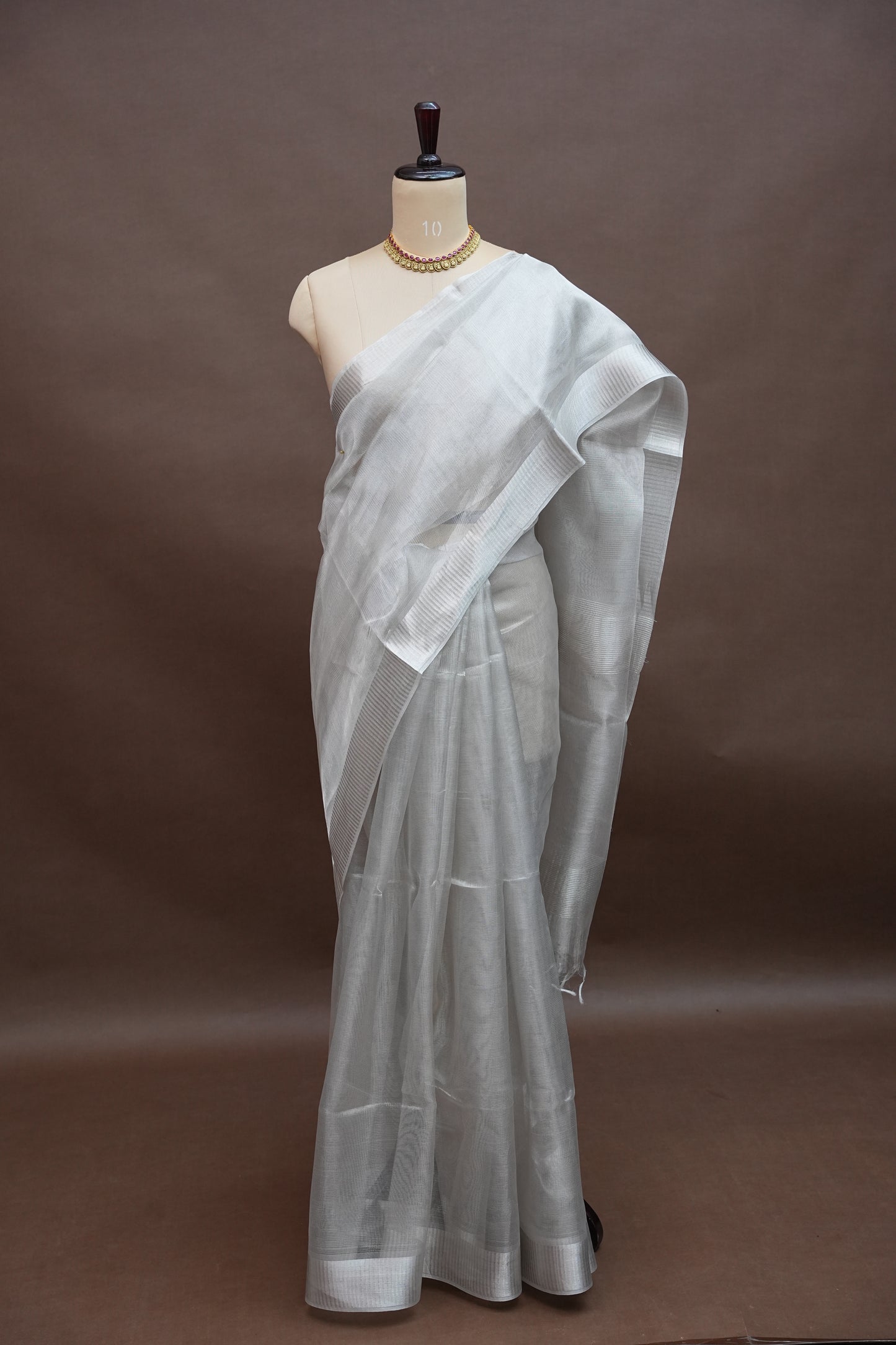 Premium Tissue Silk Saree – Timeless Silver Elegance