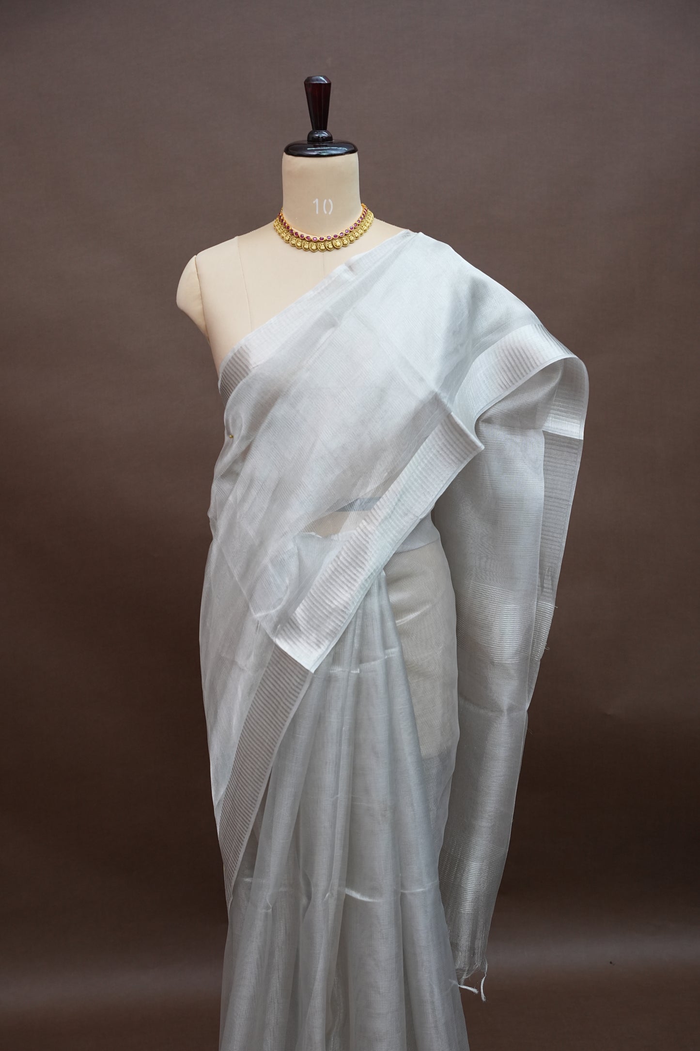 Premium Tissue Silk Saree – Timeless Silver Elegance