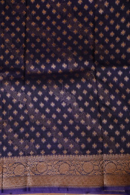 Pure Banarasi Organza(Kora) Silk Handloom Saree with Antique Zari Jaal & Contrast Border – Emerald Green with Red Border & Purple Pallu | Silk Mark Certified