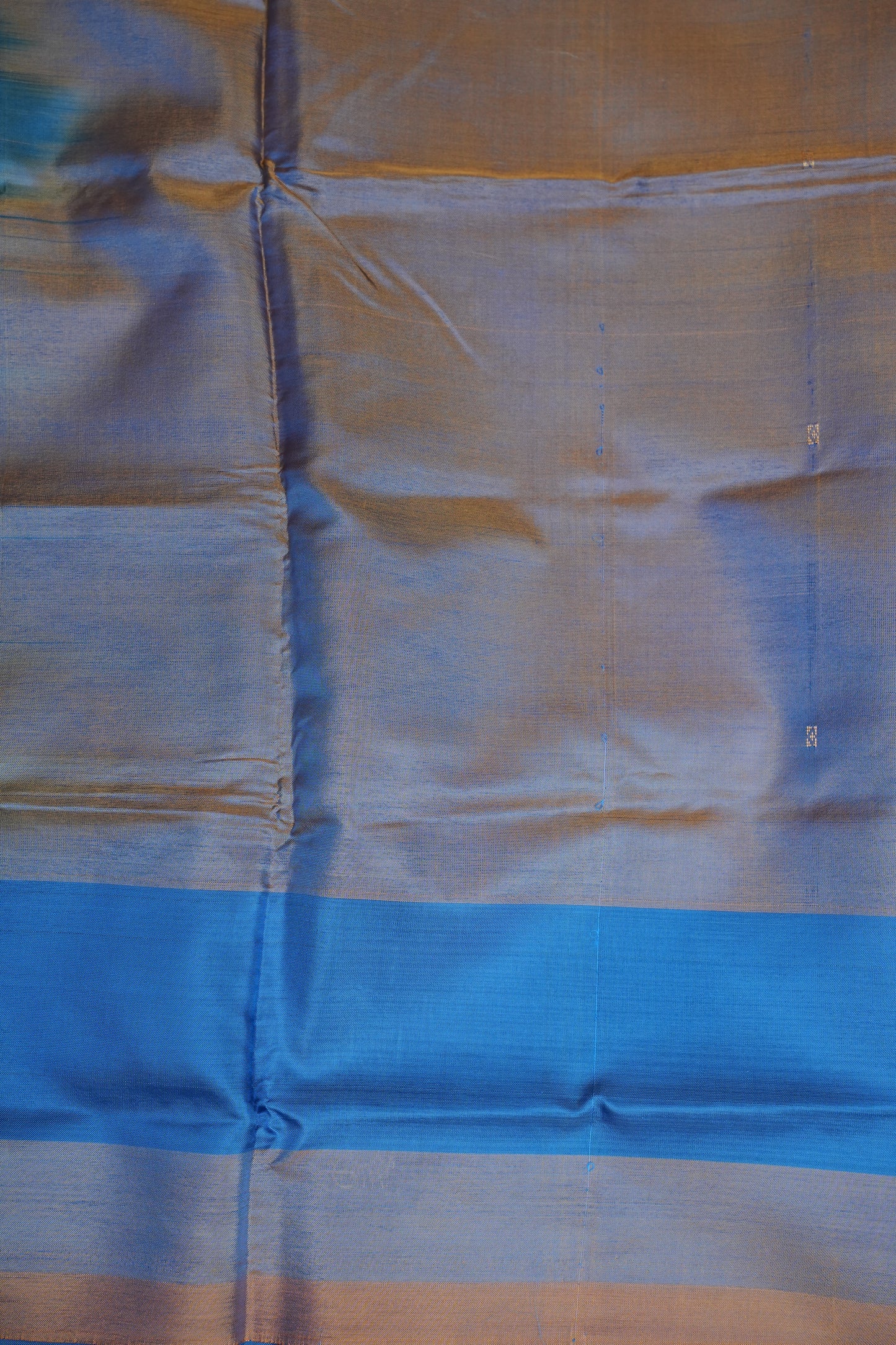 Vegan Silk Saree – Brown and Blue