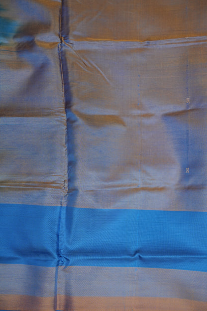 Vegan Silk Saree – Brown and Blue