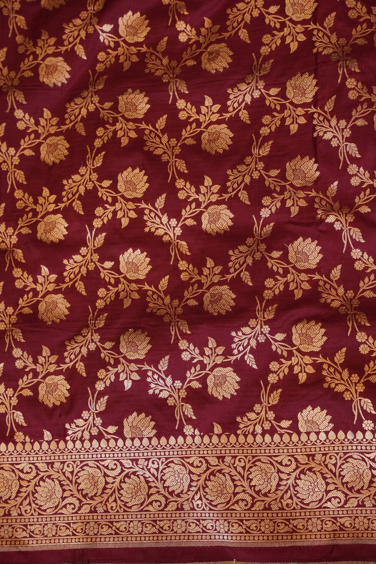 Pure Handloom Silk Katan Banaras Saree-Maroon|Silk Mark Certified