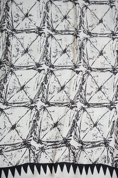 Pure Modal Silk Saree in Black & White with Geometric Block Prints