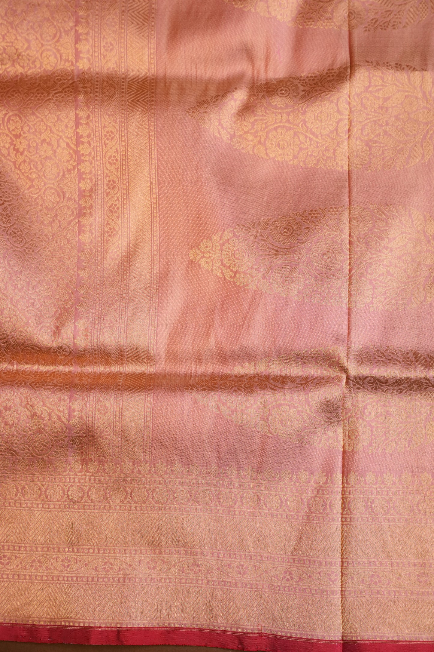 Pure Handloom Silk Katan Banaras Saree-Pinkish Peach|Silk Mark Certified