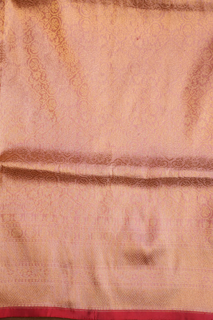 Pure Handloom Silk Katan Banaras Saree-Pinkish Peach|Silk Mark Certified