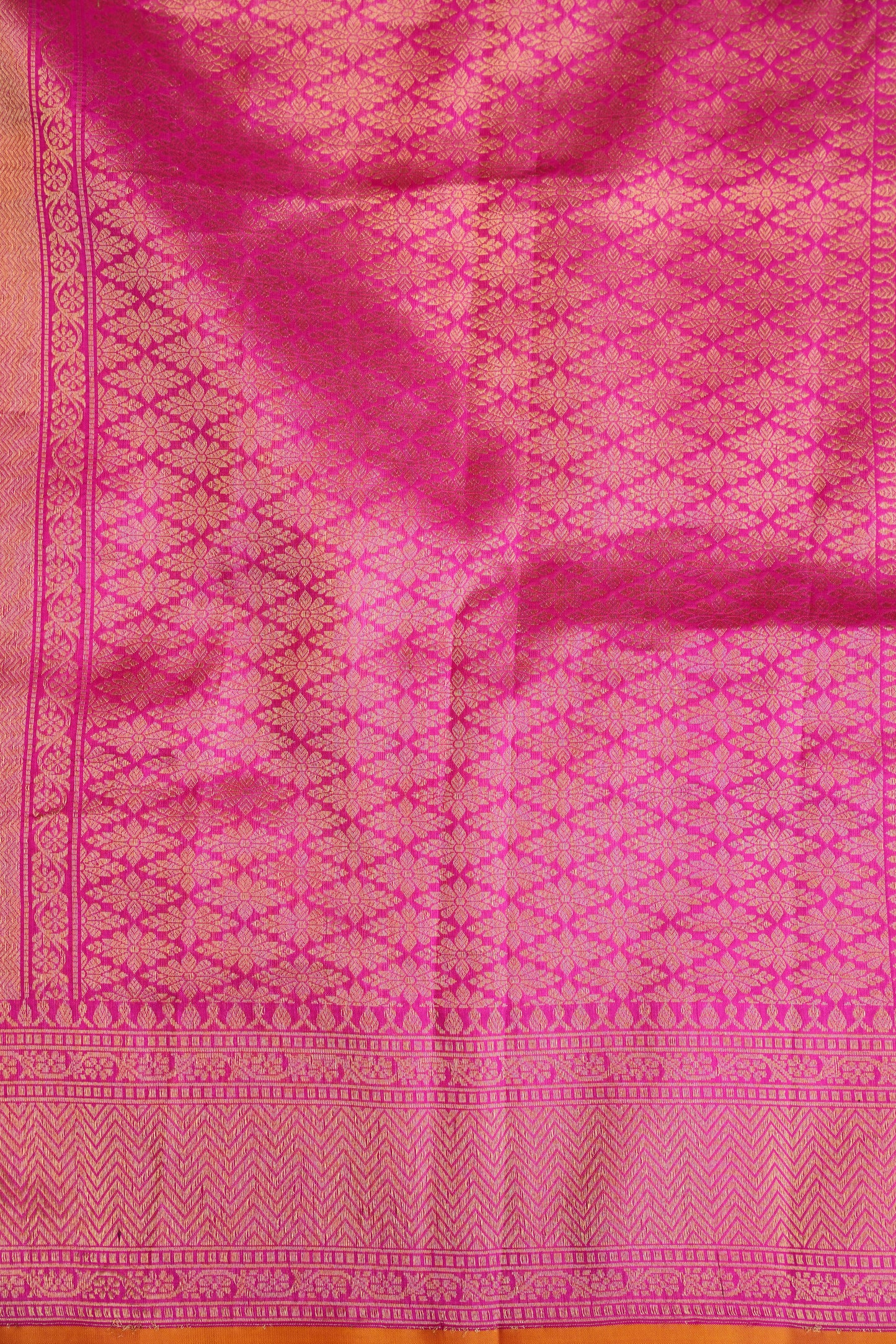 Pure Handloom Silk Katan Banaras Saree-Hot Pink|Silk Mark Certified