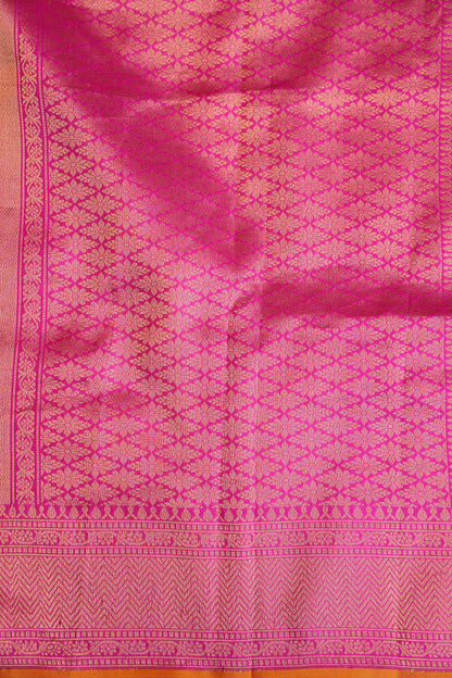 Pure Handloom Silk Katan Banaras Saree-Hot Pink|Silk Mark Certified