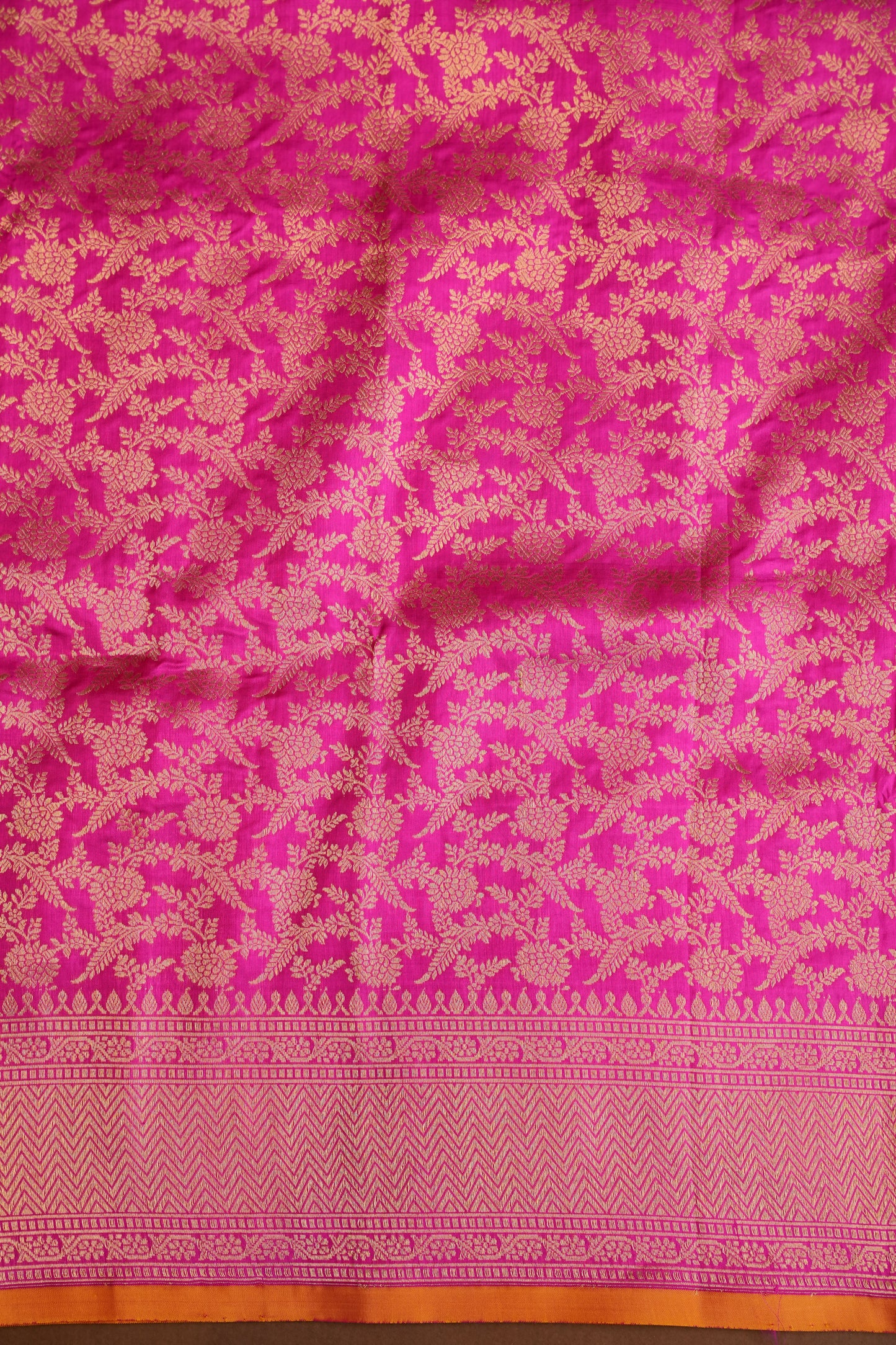 Pure Handloom Silk Katan Banaras Saree-Hot Pink|Silk Mark Certified