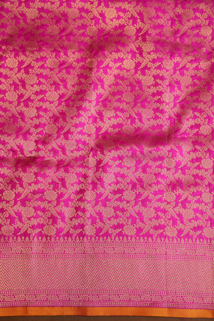 Pure Handloom Silk Katan Banaras Saree-Hot Pink|Silk Mark Certified