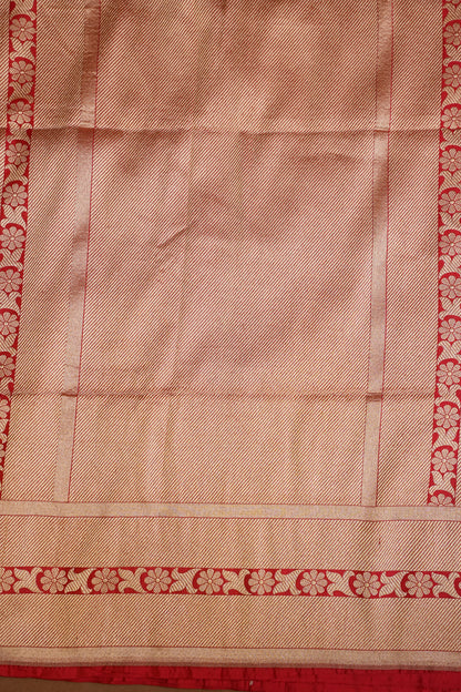 Pure Handloom Silk Katan Banaras Saree-Red|Silk Mark Certified