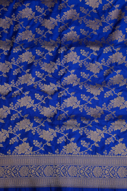 Pure Handloom Silk Katan Banaras Saree-Ink Blue|Silk Mark Certified