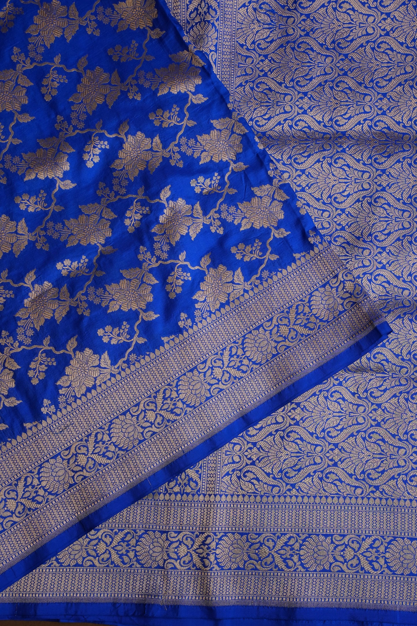 Pure Handloom Silk Katan Banaras Saree-Ink Blue|Silk Mark Certified