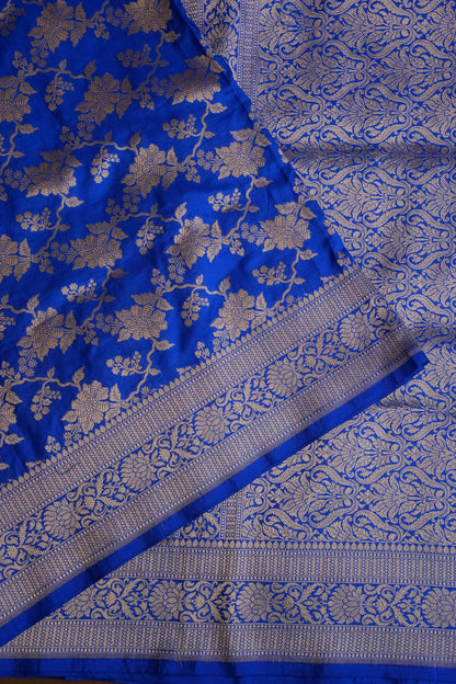 Pure Handloom Silk Katan Banaras Saree-Ink Blue|Silk Mark Certified