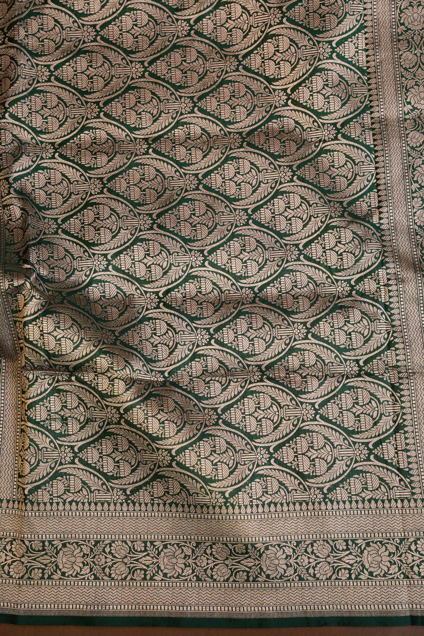 Pure Handloom Silk Katan Banaras Saree-Emerald Green|Silk Mark Certified