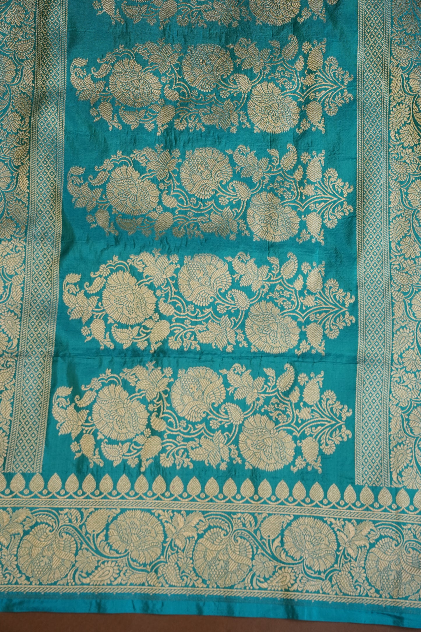Pure Handloom Silk Katan Banaras Saree-Blue|Silk Mark Certified