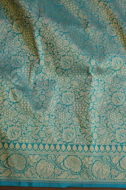 Pure Handloom Silk Katan Banaras Saree-Blue|Silk Mark Certified