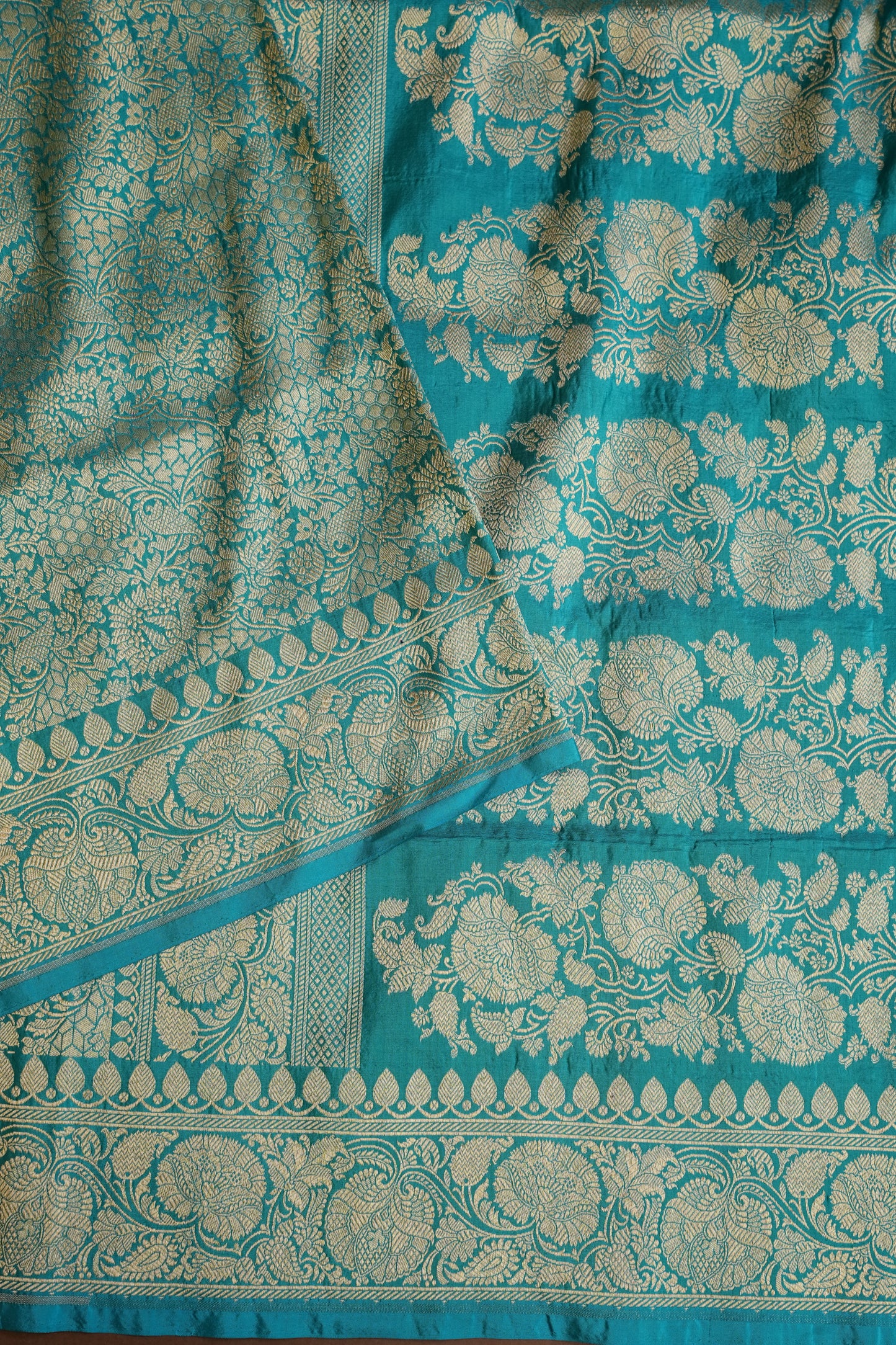 Pure Handloom Silk Katan Banaras Saree-Blue|Silk Mark Certified