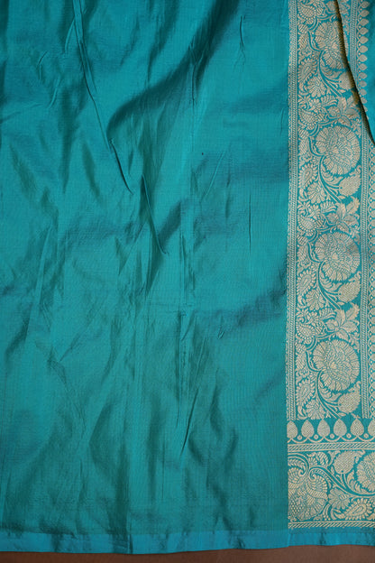 Pure Handloom Silk Katan Banaras Saree-Blue|Silk Mark Certified