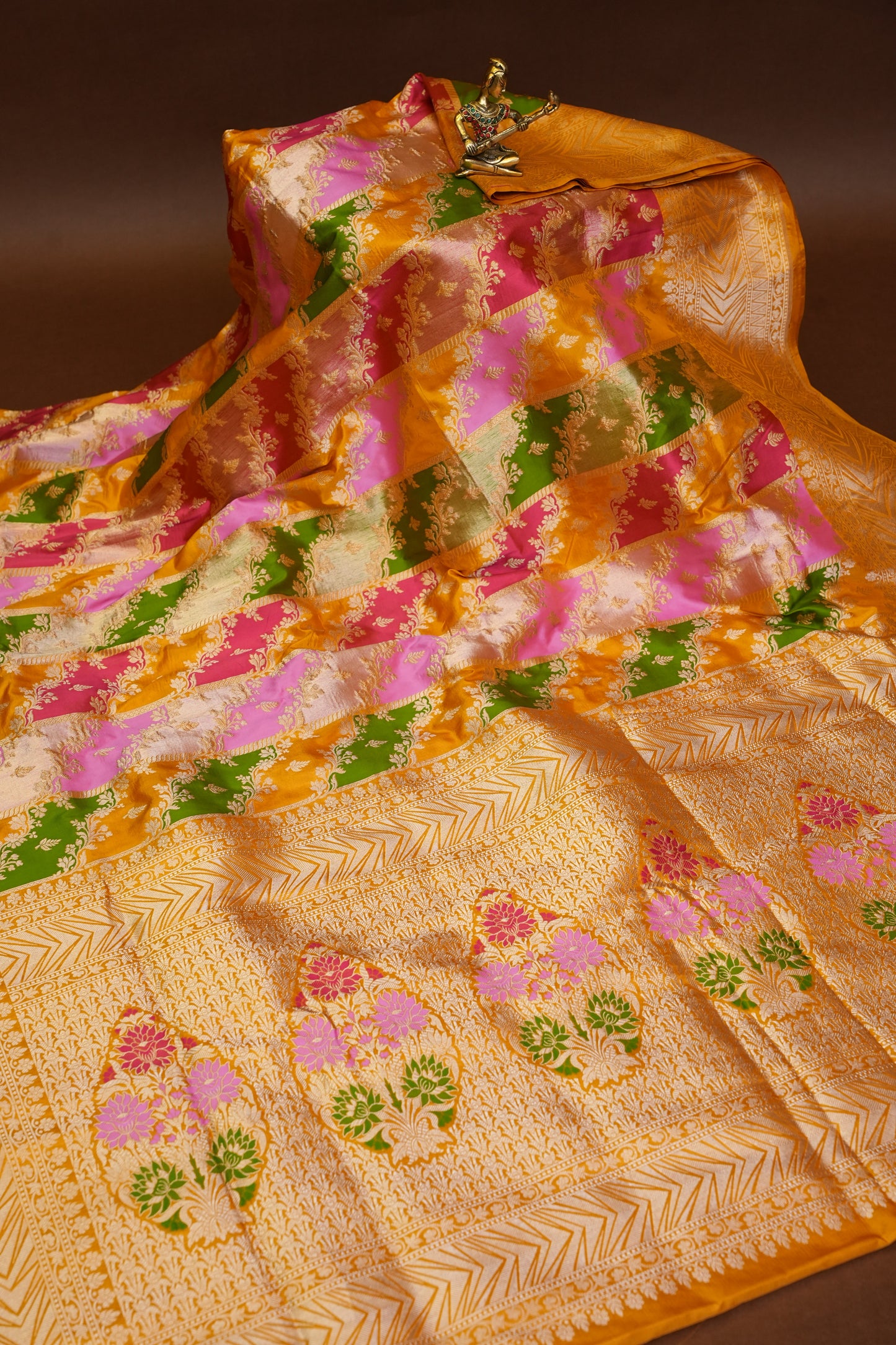Rangkat Pure Silk Katan Banaras Saree-Yellow|Silk Mark Certified