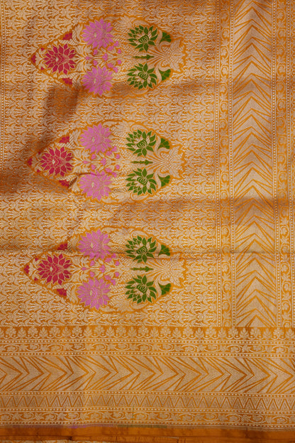 Rangkat Pure Silk Katan Banaras Saree-Yellow|Silk Mark Certified