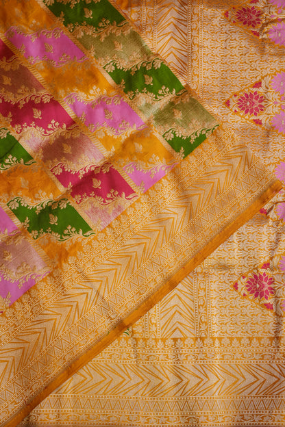 Rangkat Pure Silk Katan Banaras Saree-Yellow|Silk Mark Certified