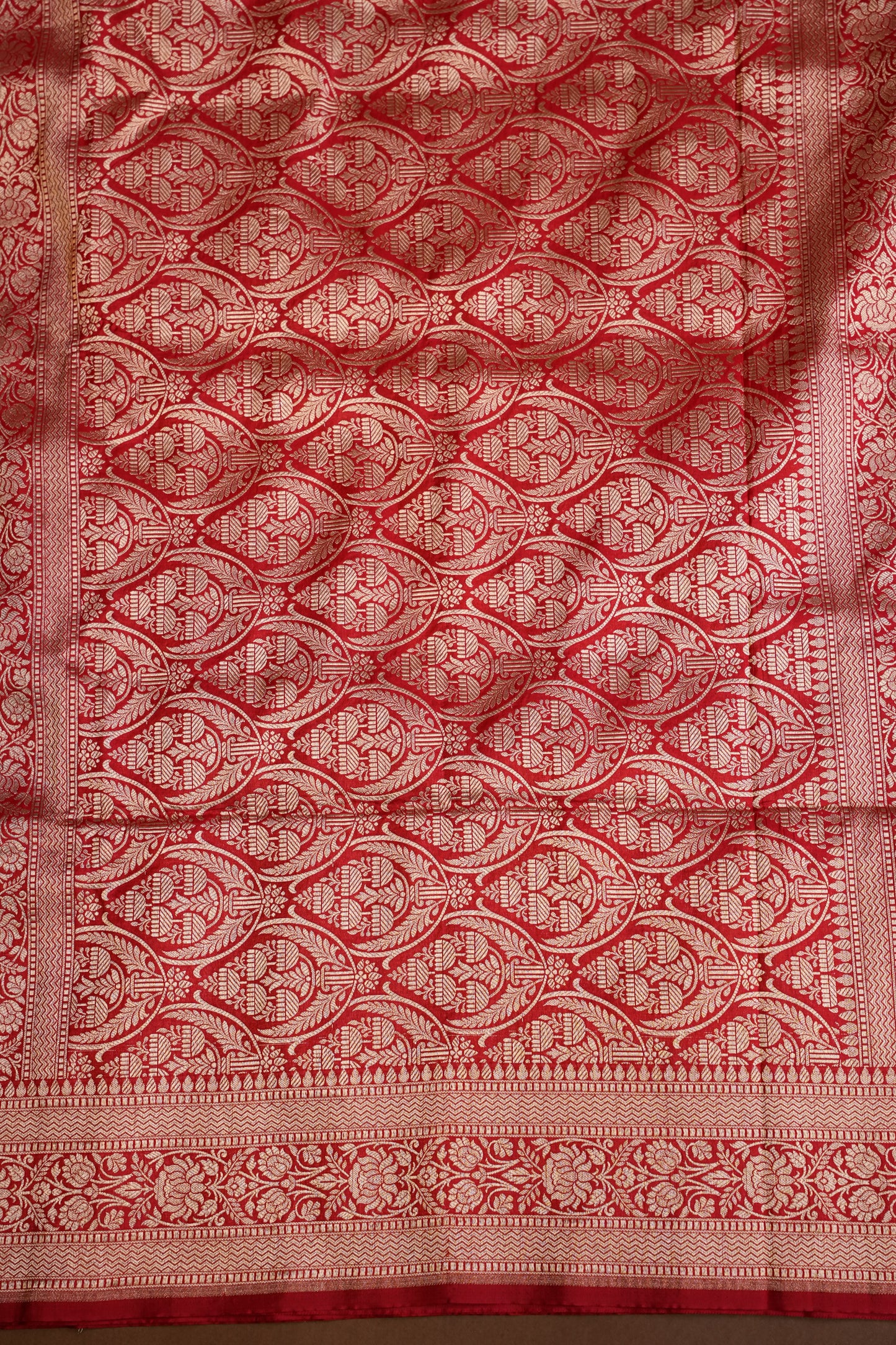 Pure Handloom Silk Katan Banaras Saree-Red|Silk Mark Certified