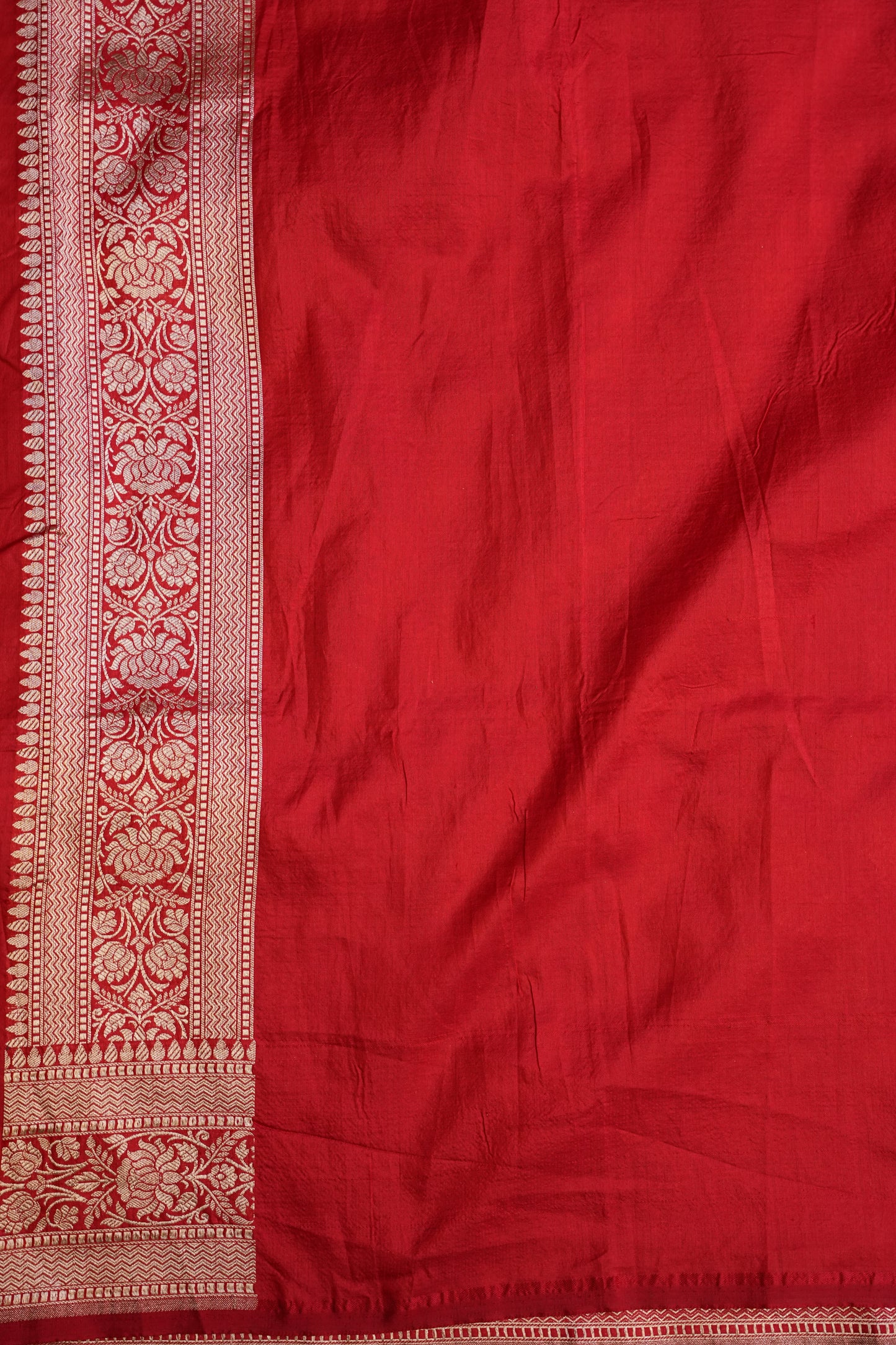 Pure Handloom Silk Katan Banaras Saree-Red|Silk Mark Certified