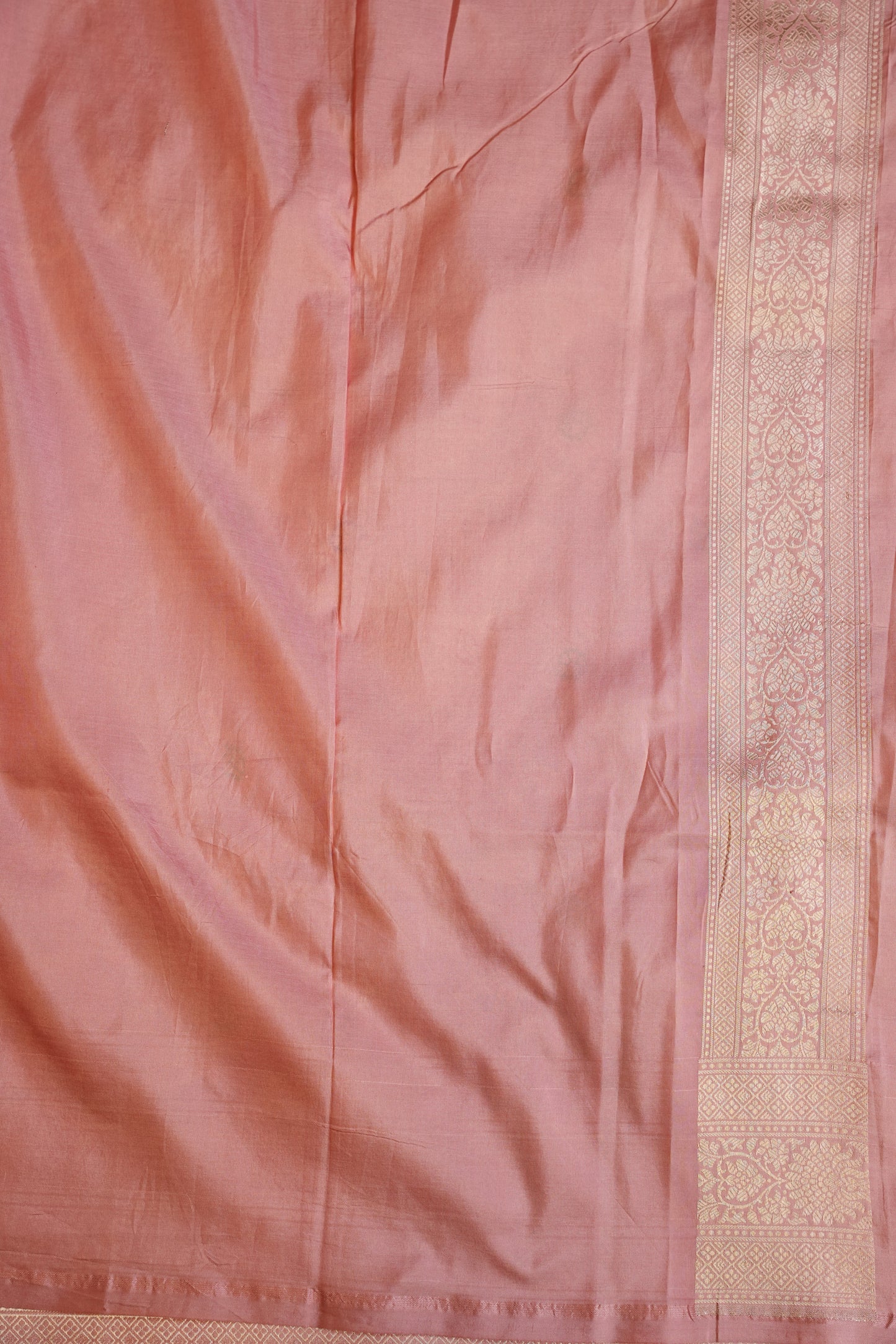 Pure Handloom Silk Katan Banaras Saree-Pinkish Peach|Silk Mark Certified