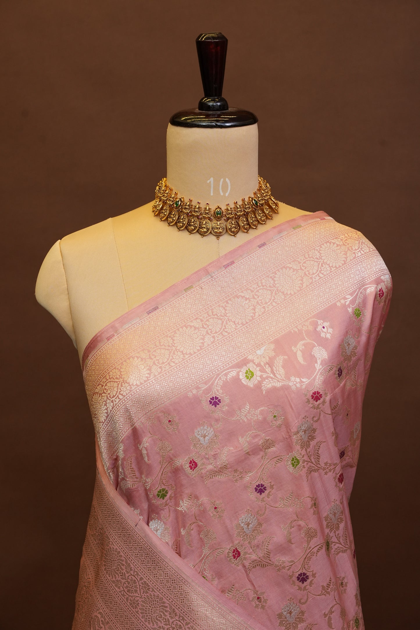 Pure Handloom Silk Katan Banaras Saree-Pinkish Peach|Silk Mark Certified