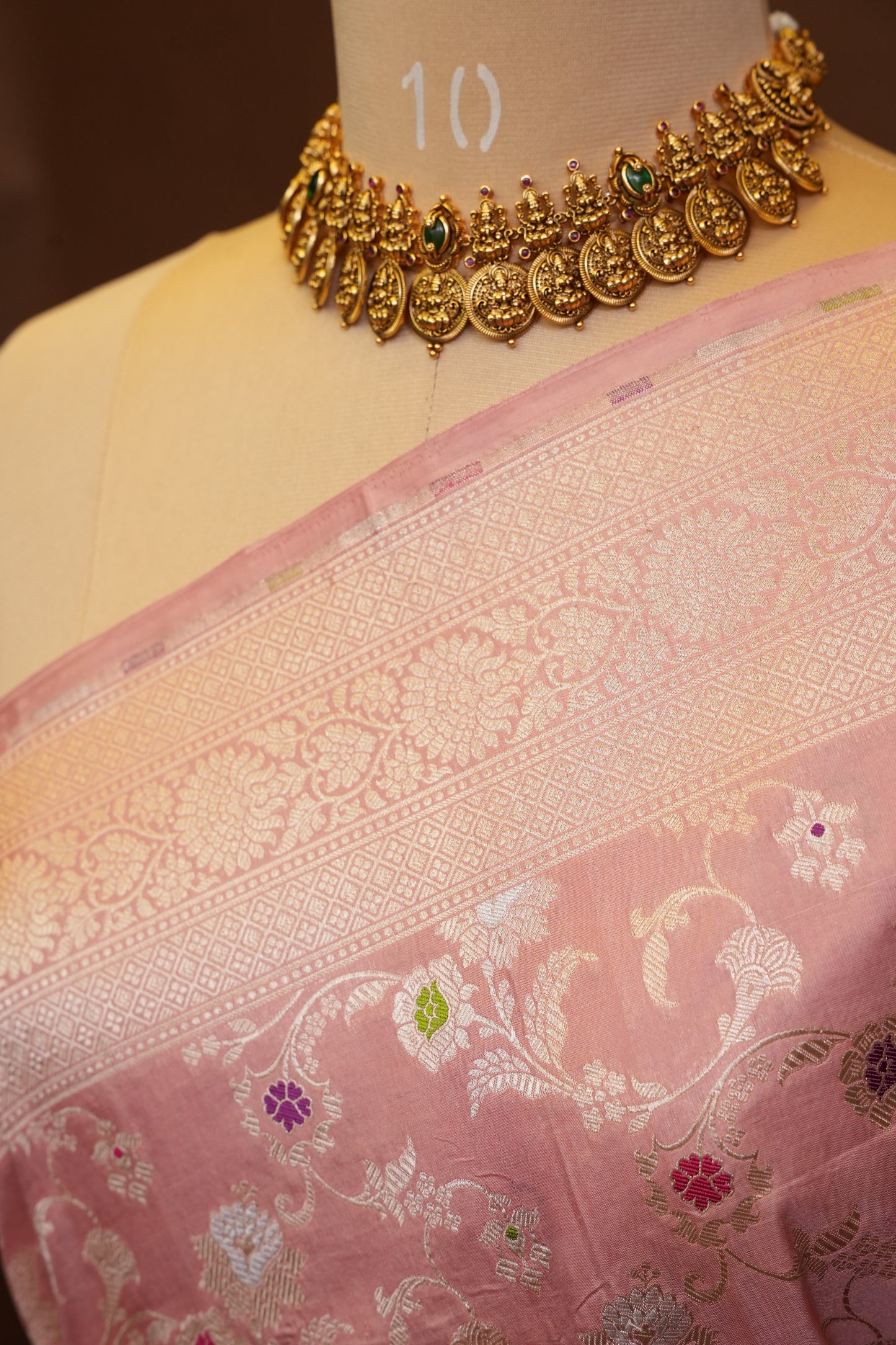 Pure Handloom Silk Katan Banaras Saree-Pinkish Peach|Silk Mark Certified