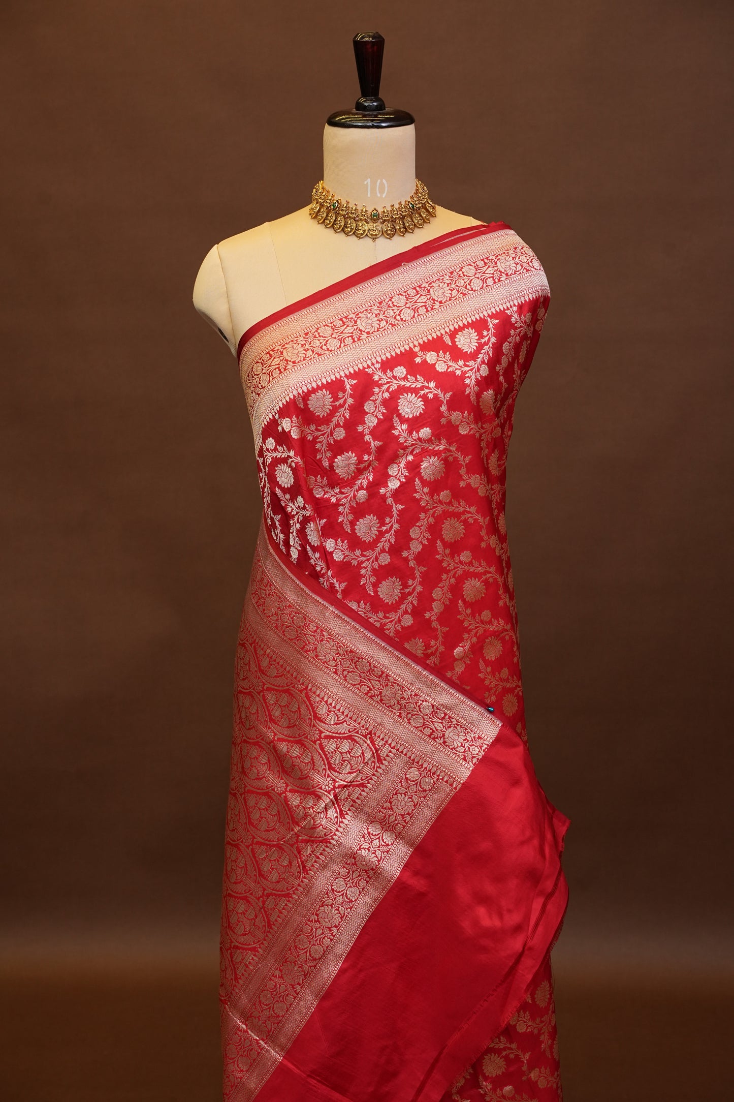 Pure Handloom Silk Katan Banaras Saree-Red|Silk Mark Certified