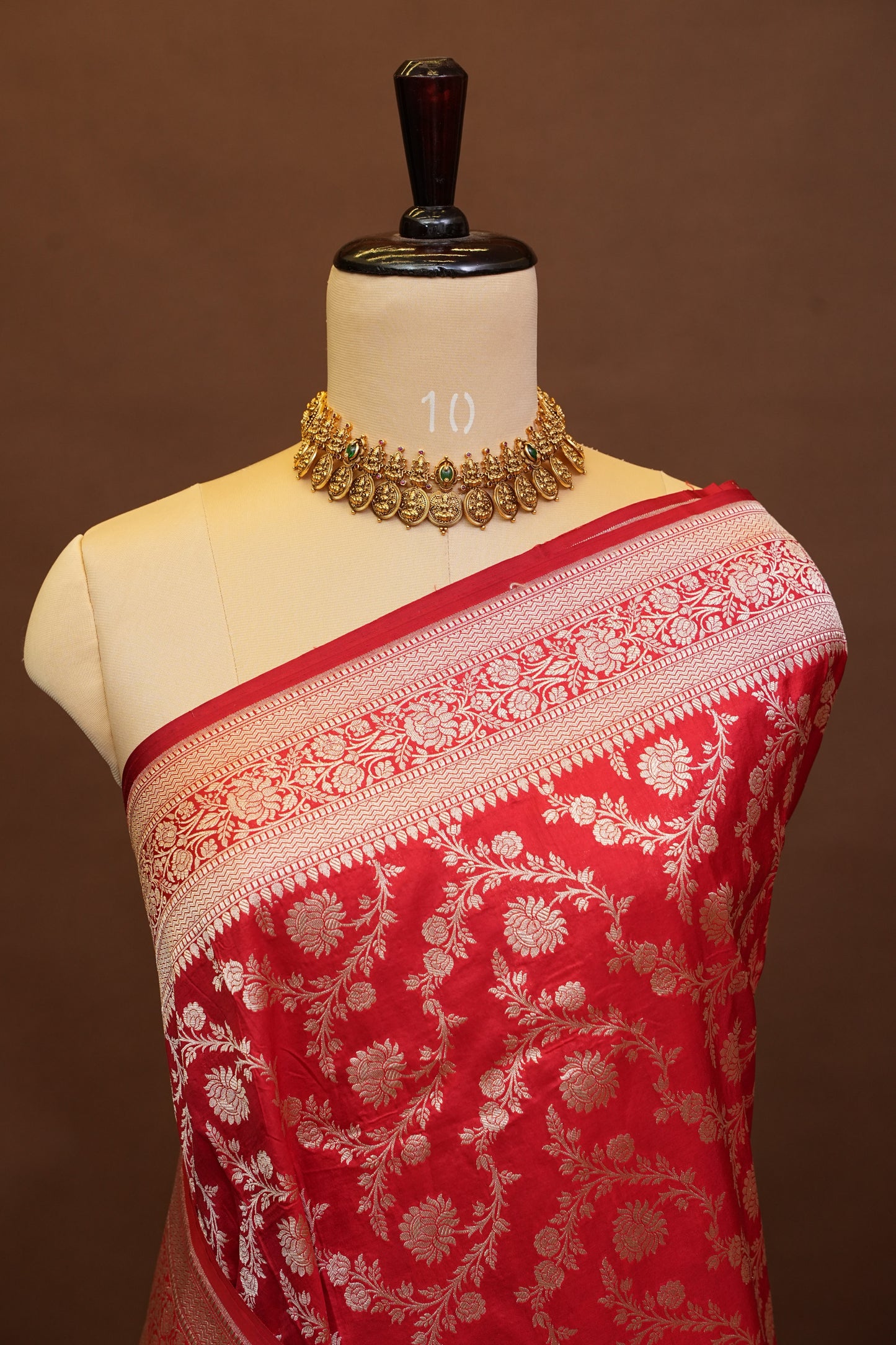 Pure Handloom Silk Katan Banaras Saree-Red|Silk Mark Certified