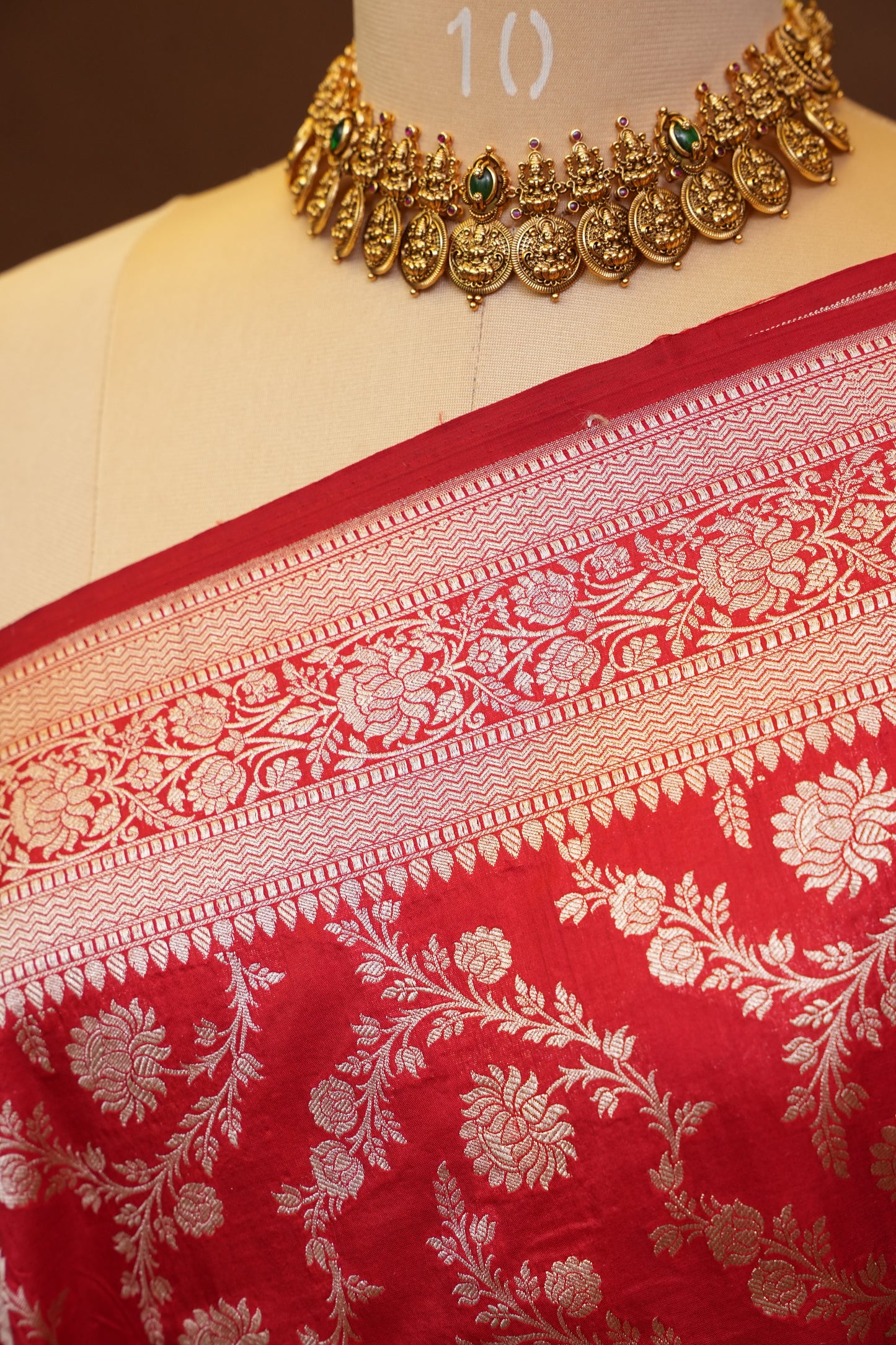 Pure Handloom Silk Katan Banaras Saree-Red|Silk Mark Certified
