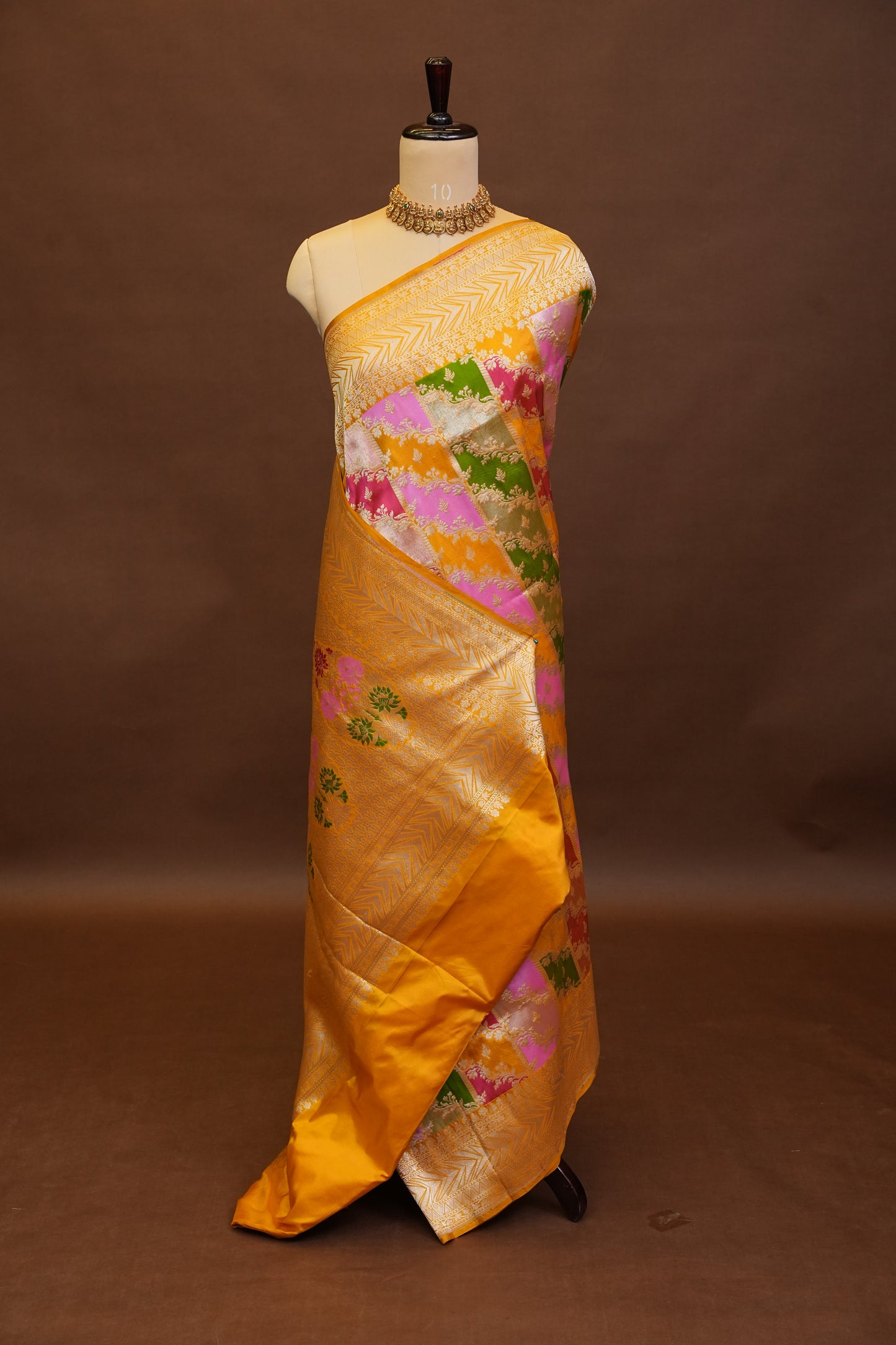 Rangkat Pure Silk Katan Banaras Saree-Yellow|Silk Mark Certified