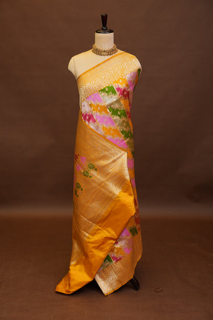 Rangkat Pure Silk Katan Banaras Saree-Yellow|Silk Mark Certified
