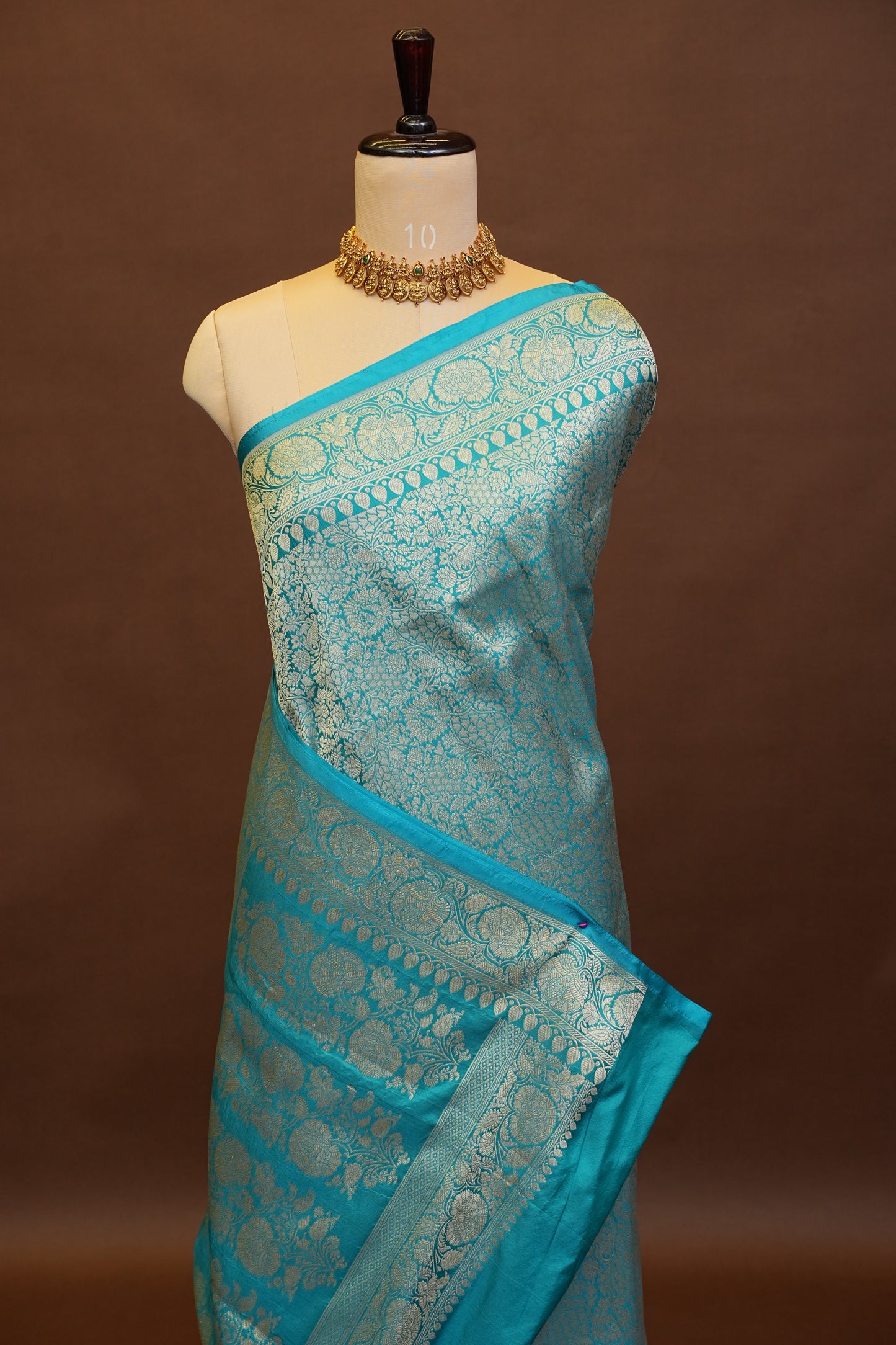 Pure Handloom Silk Katan Banaras Saree-Blue|Silk Mark Certified