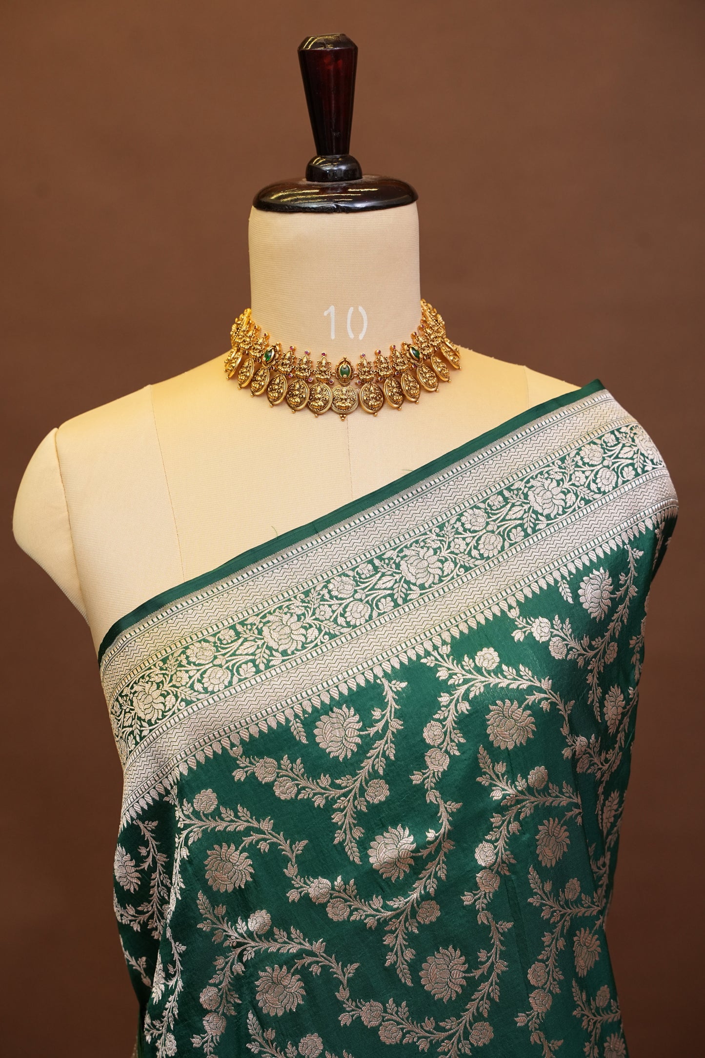 Pure Handloom Silk Katan Banaras Saree-Emerald Green|Silk Mark Certified