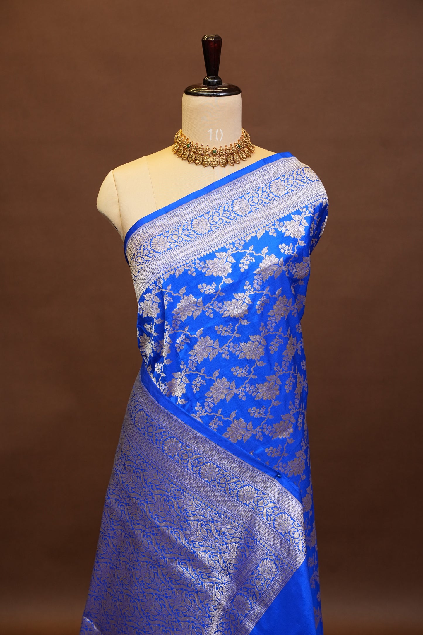 Pure Handloom Silk Katan Banaras Saree-Ink Blue|Silk Mark Certified