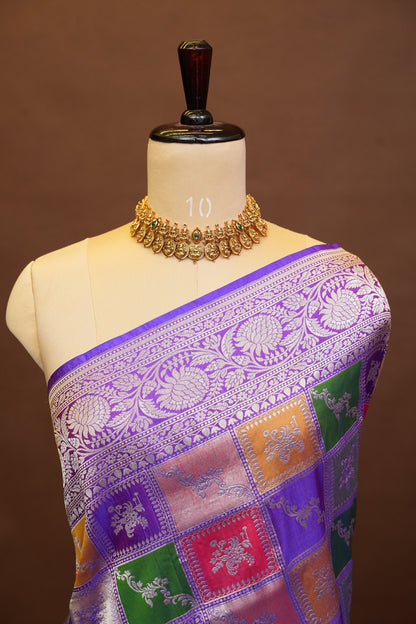 Rangkat Pure Silk Katan Banaras Sarees-Purple|Silk Mark Certified