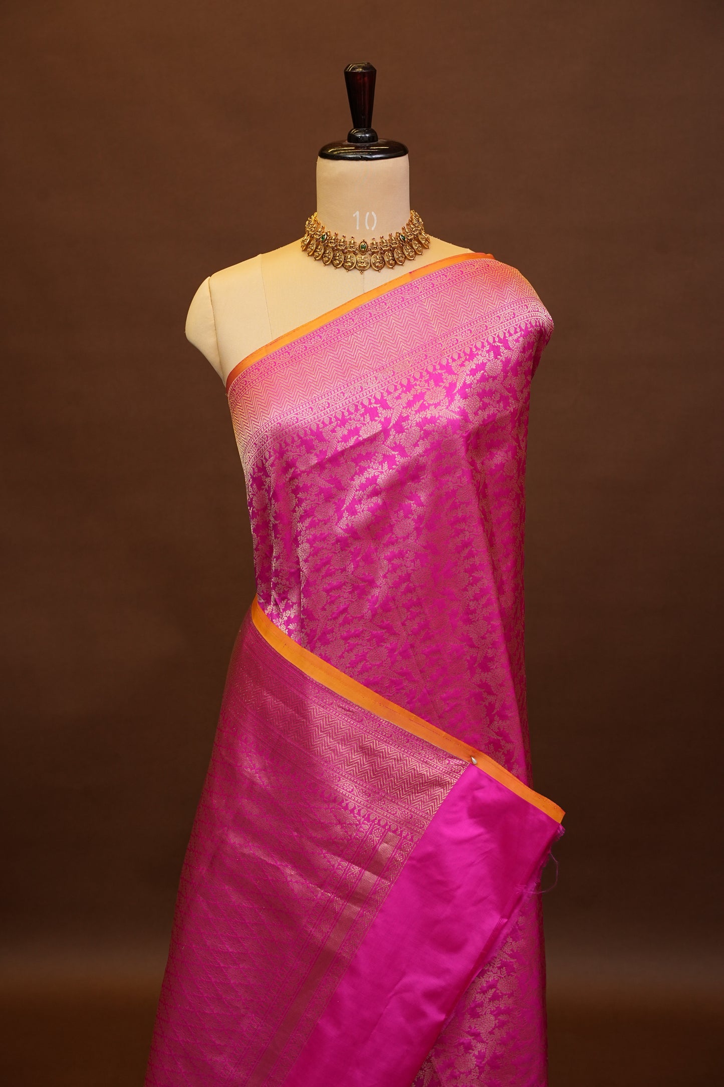 Pure Handloom Silk Katan Banaras Saree-Hot Pink|Silk Mark Certified